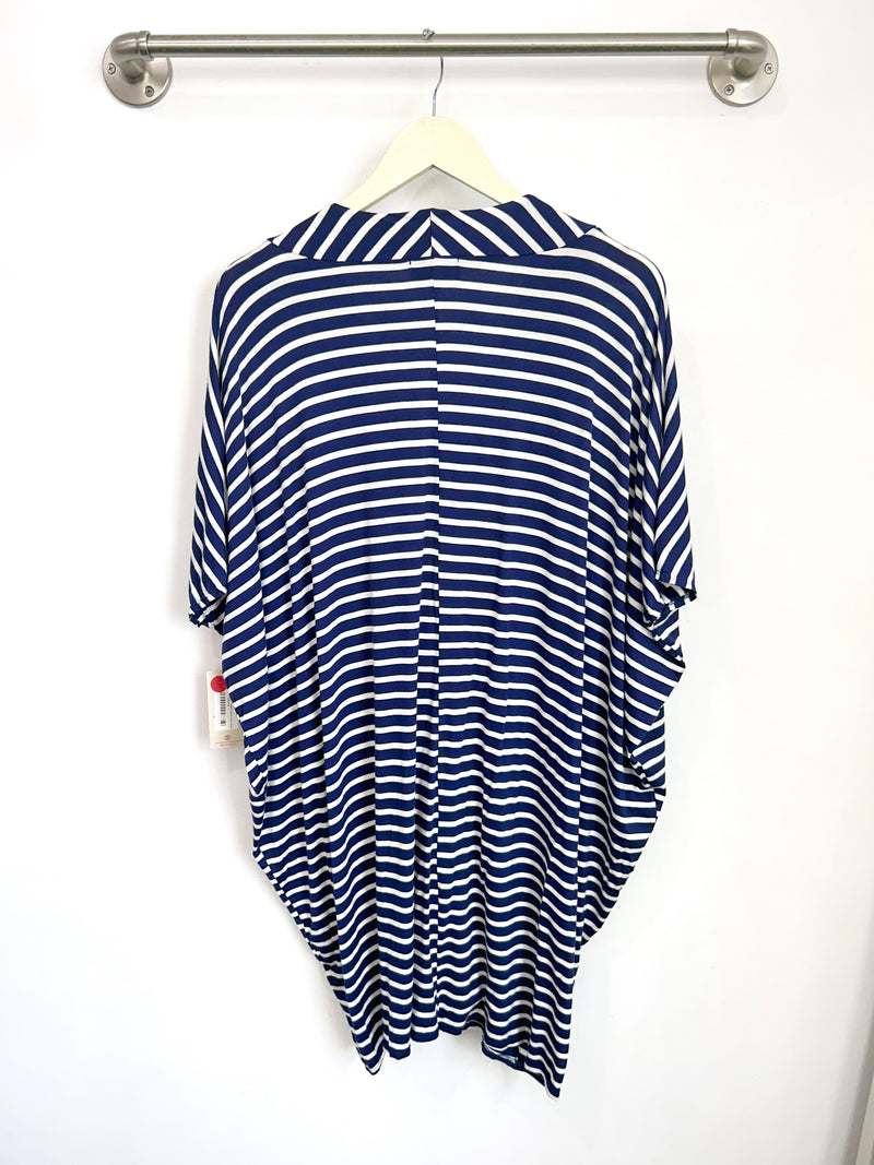 Jade Pleated Kaftan Dress (Navy Stripe) - M