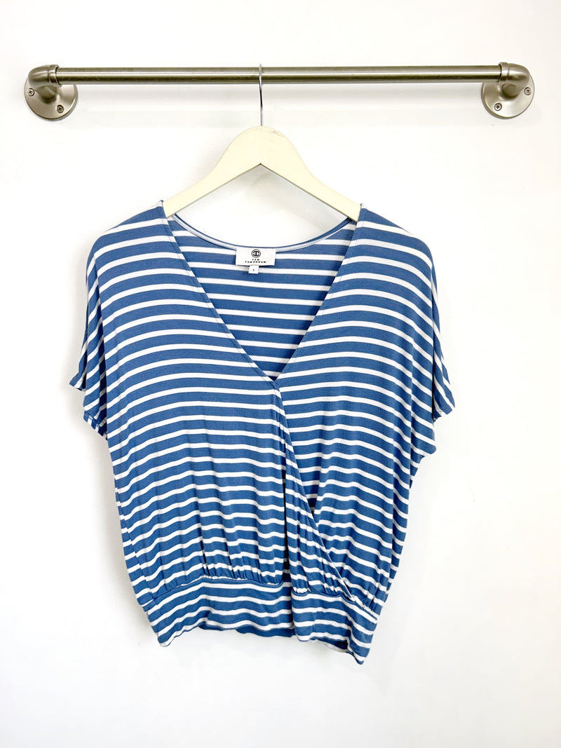 Luna Wrap Top (Navy Stripe) - M