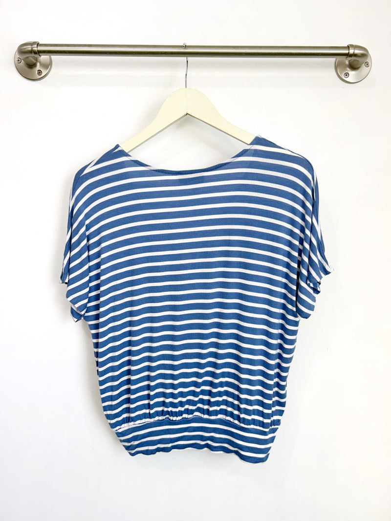 Luna Wrap Top (Navy Stripe) - M