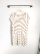 Dawn V-Neck Dress (Oatmeal Stripe) - M