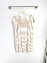 Dawn V-Neck Dress (Oatmeal Stripe) - M