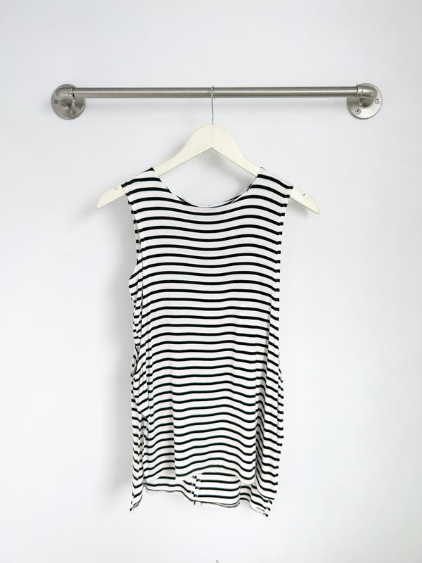 Courtney Layered Tank (Ivory/Black Stripe) - S