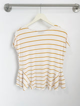 Jojo Peplum Top (Ivory/Mustard Stripe) - S