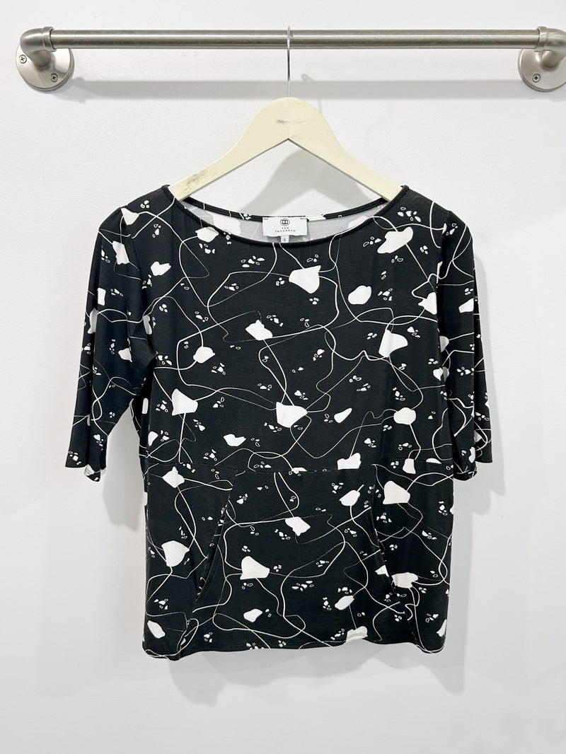 Meg Boatneck Top (B/W Jigsaw) - S