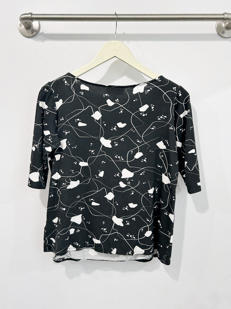 Meg Boatneck Top (B/W Jigsaw) - S