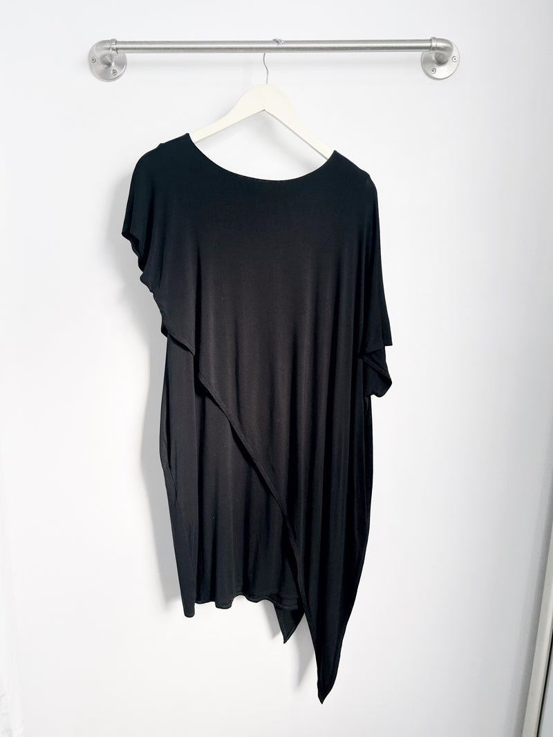 Sienna Asymmetrical Dress (Black) - XS