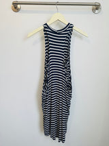 Chad Layered Dress (Navy Stripe) - XS