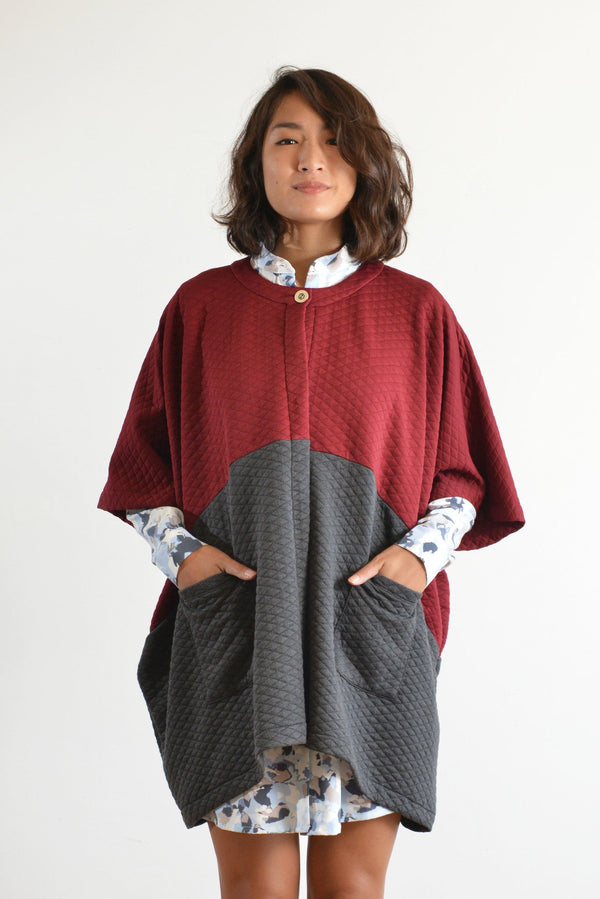 McKenzie Poncho (Burgundy/Charcoal)