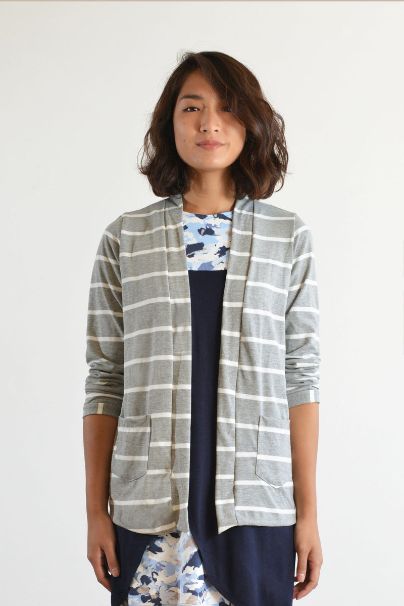 Boyfriend Cardigan (Heather Stripe) - S