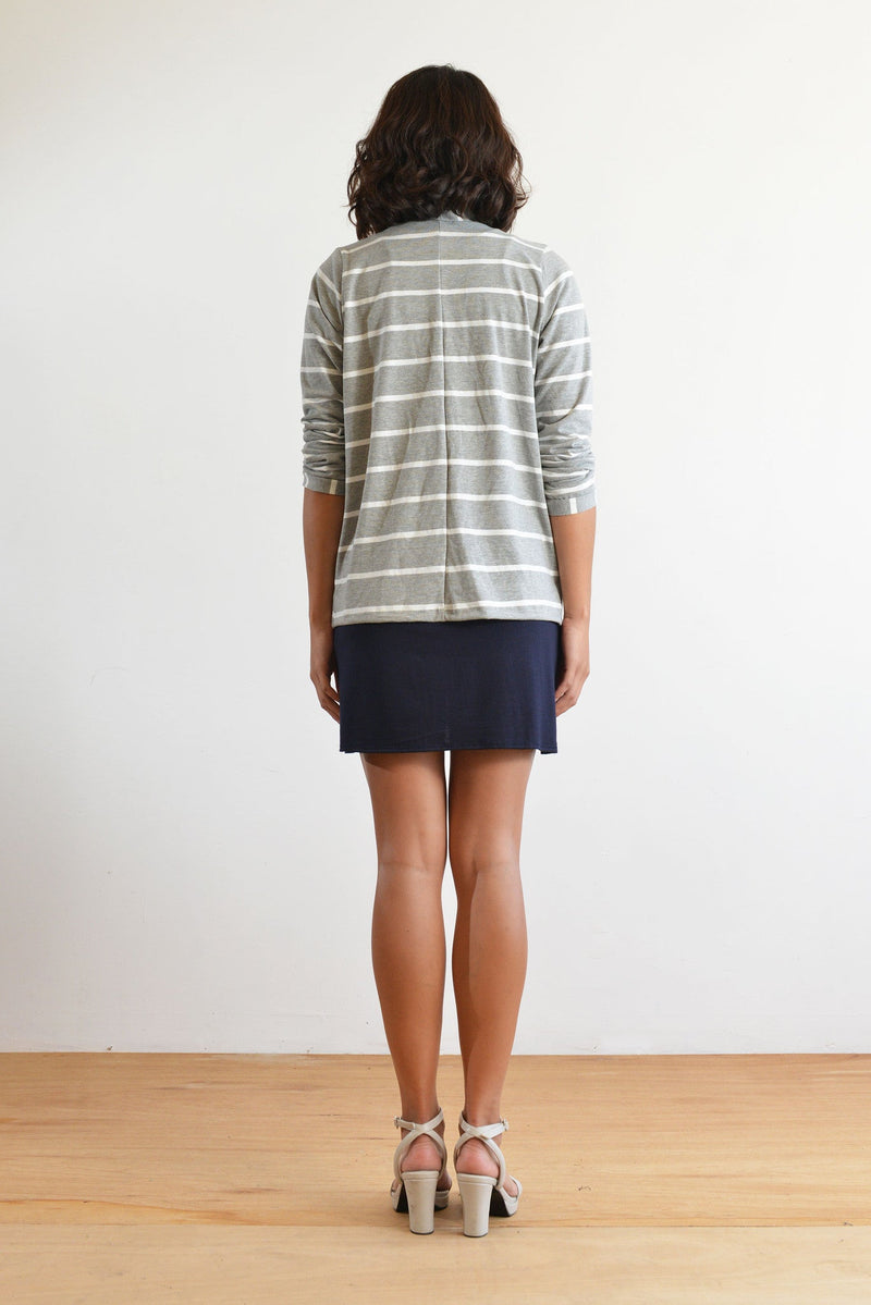 Boyfriend Cardigan (Heather Stripe) - S