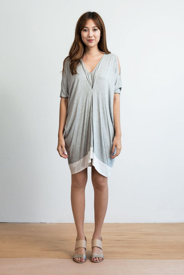 Malia Kaftan Dress (Heather grey/Ivory) - XS