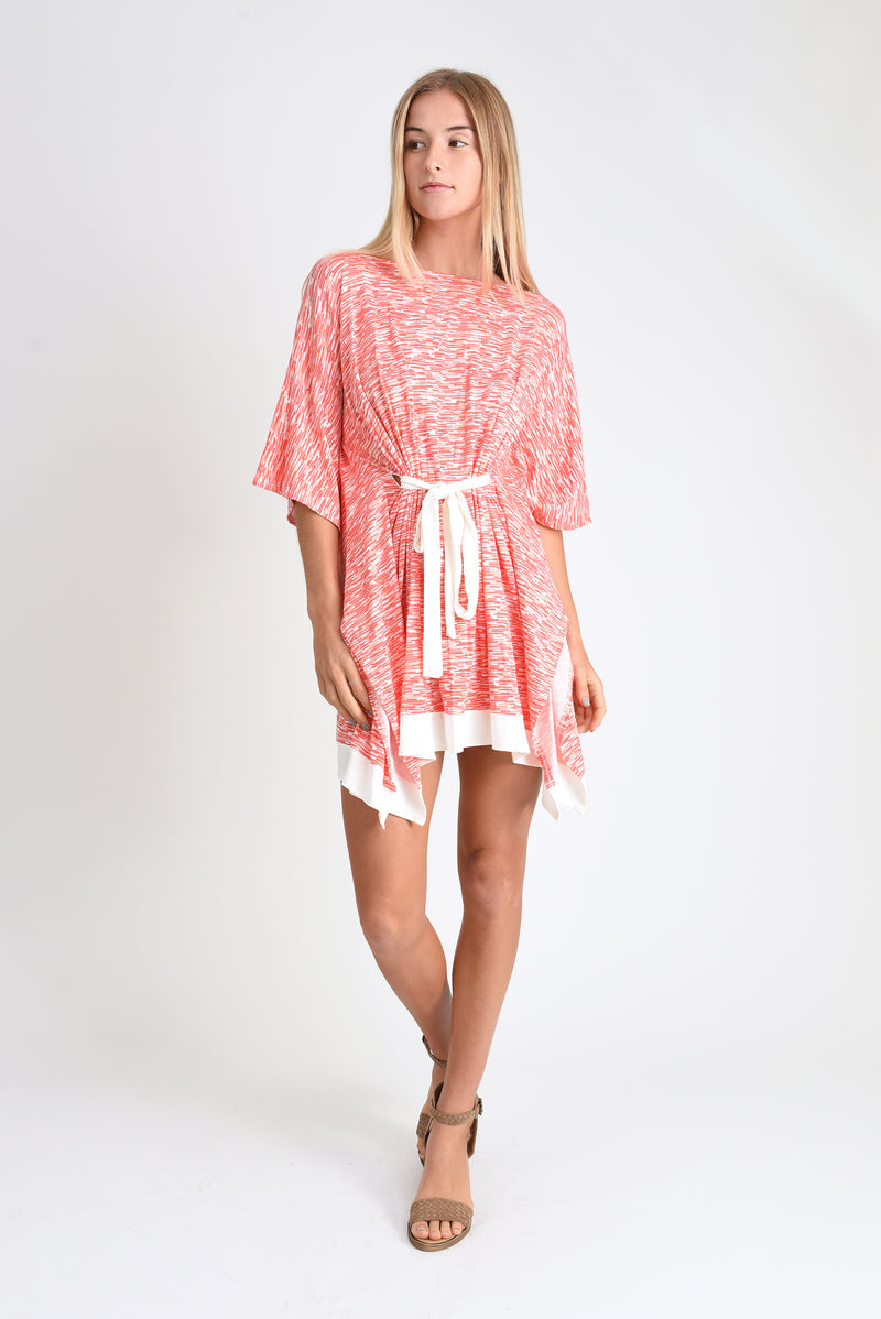 Lea Kaftan Dress (Coral Line Print) - XS/S