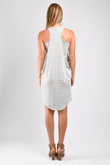 Chad Layered Dress (Heather Grey Stripe) - S