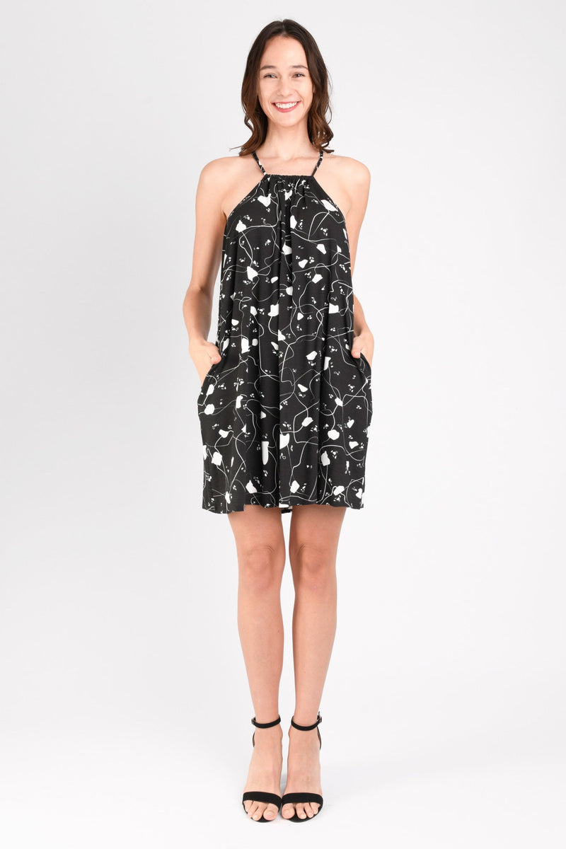 Audrey Halter Dress (B/W Jigsaw) - S