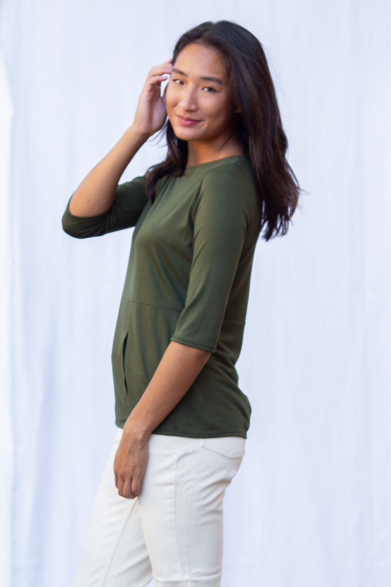 Meg Boatneck Top (Olive)