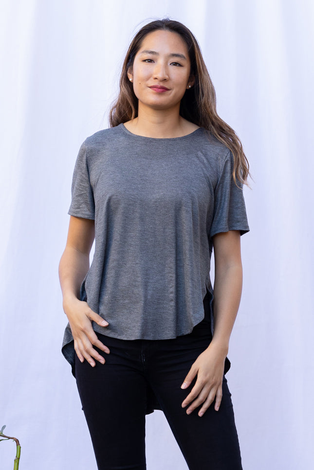 Mara Pleated Back Top (Charcoal) – Ten Tomorrow