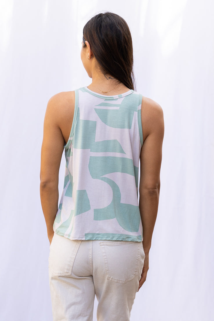 Michael Racer Tank Top (Sea Salt Deco Print)