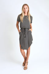 Mark Tie Waist Dress (Navy Stripe) - M