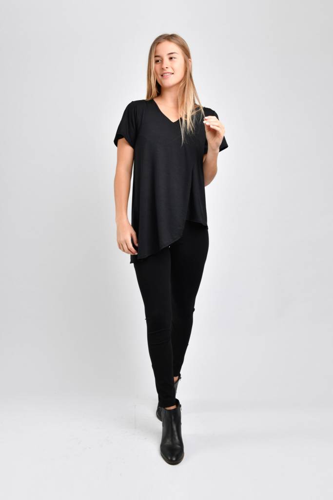 Gemma Asymmetrical Tunic (Black) - XS