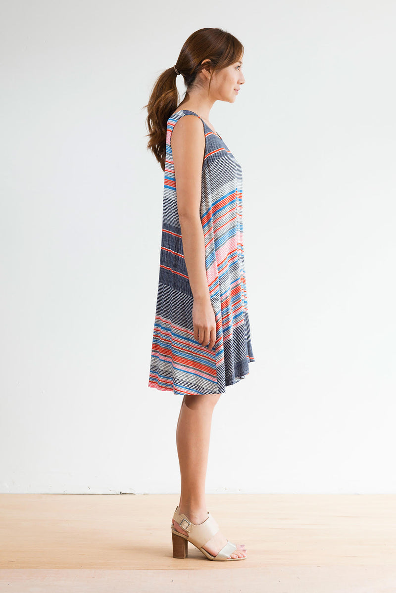 Rachel Dress (Blue Stripe Mix) - L